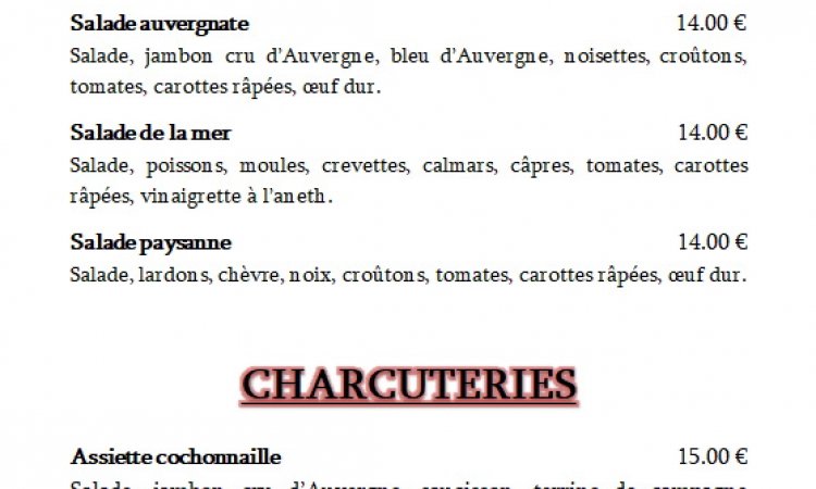 Nos magnifiques salades composées en terrasse de votre Restaurant Le Saint-Joseph dans le Puy-de-Dôme